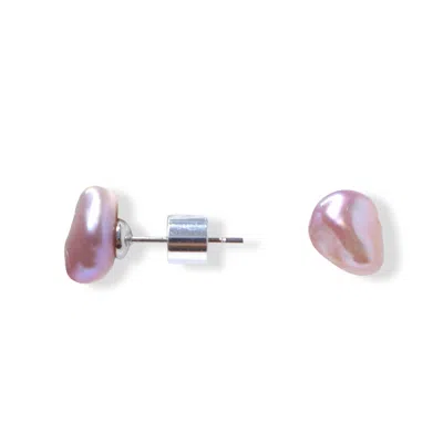 Ninemoo Women's Pink / Purple / Silver Blush Keshi Pearl Stud Earrings
