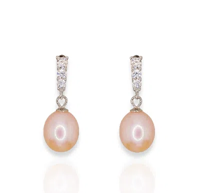 Ninemoo Women's Pink / Purple / Silver Pink Pearl Elegance Sterling Silver Earrings In Multi