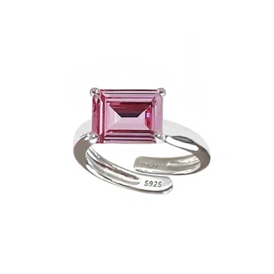 Ninemoo Women's Pink / Purple / Silver Sterling Silver Rosé Gleam Adjustable Ring