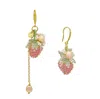 Ninemoo Women's Pink Strawberry Pearl Dangle Earrings In Pink