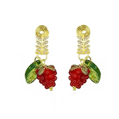 Ninemoo Women's Red / Gold Eden's Berry Clip On Earrings - Raspberries