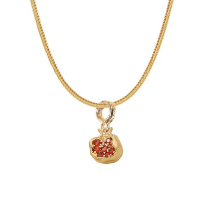 Ninemoo Women's Red / Gold Fruit Pendant Brazilian Chain Necklace - Pomegranate In Multi