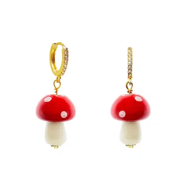 Ninemoo Women's Red Mushrooms Hoops Earring