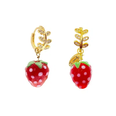 Ninemoo Women's Red Strawberry Hoops Earring