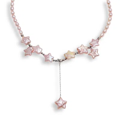 Ninemoo Women's Shooting Star Pearl Necklace - Pink
