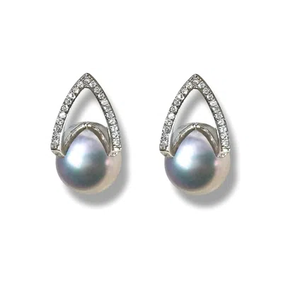 Ninemoo Women's Silver Arché Pearl Earrings