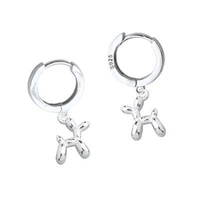 Ninemoo Women's Silver Balloon Poodle Hoop Earrings