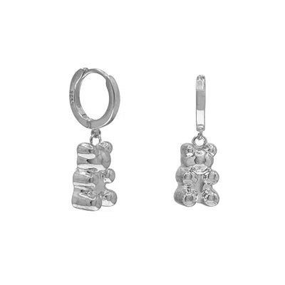 Ninemoo Women's Silver Bear Pendant Earrings