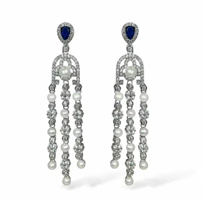 Ninemoo Women's Silver Celeste Pearl Cascade Earrings