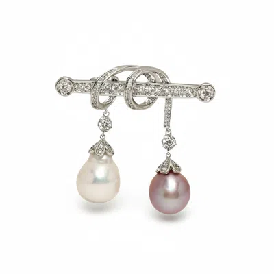 Ninemoo Women's Silver Chatsworth Pearl Brooch