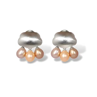 Ninemoo Women's Silver London Drizzle Pearl Earrings