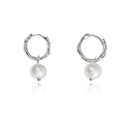 Ninemoo Women's Silver / White Serenity Moonlight Pearl Earrings In Multi