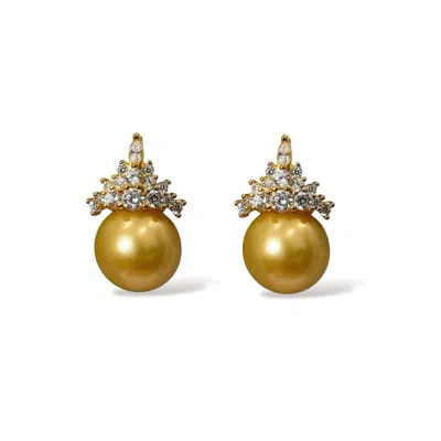 Ninemoo Women's Solara Golden Pearl Earrings