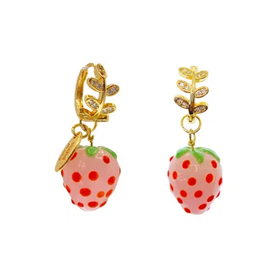 Ninemoo Women's Strawberry Hoops Earring - Pink & Purple
