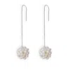 Ninemoo Women's White Pearl Hydrangea Threader Earrings