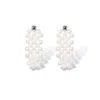 Ninemoo Women's White Pearl Weave Earrings In White