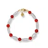 Ninemoo Women's White / Red Red Agate & Lute Pearl Bracelet