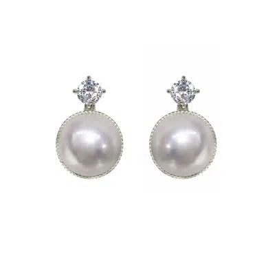 Ninemoo Women's White / Silver Celestia Zirconia & Pearl Earrings - Silver In Multi