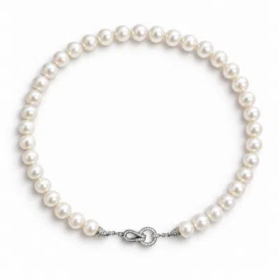 Ninemoo Women's White / Silver Étreinte De Perle Pearl Necklace In Gray