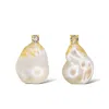 Ninemoo Women's White / Silver Gold Flecked Baroque Pearl Silver Earrings
