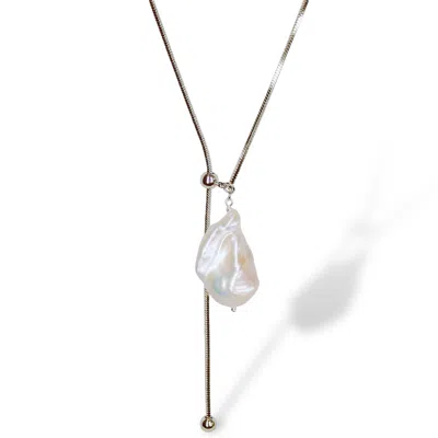 Ninemoo Women's White / Silver Grandeur Baroque Pearl Adjustable Necklace In Multi