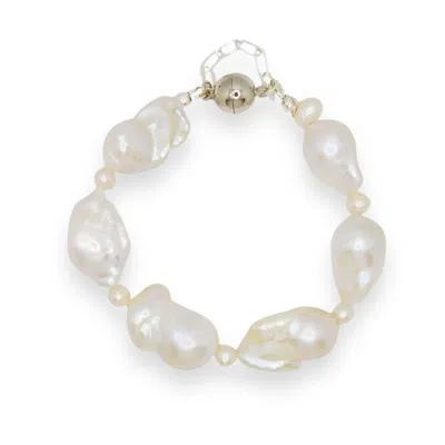 Ninemoo Women's White / Silver Luxury Baroque Pearl Bracelet In Multi