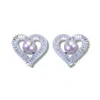 Ninemoo Women's White / Silver Pearl Heart Glow Earrings In Multi