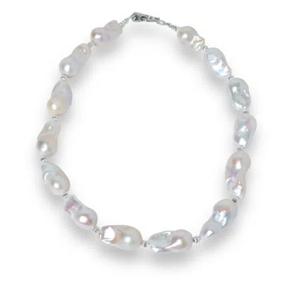 Ninemoo Women's White / Silver Strand Baroque Pearl Necklace In Multi