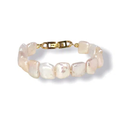 Ninemoo Women's White Square Pearl Bracelet In Gold