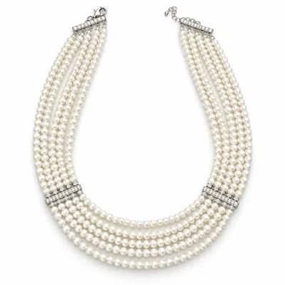 Ninemoo Women's White The Interlace Pearl Necklace
