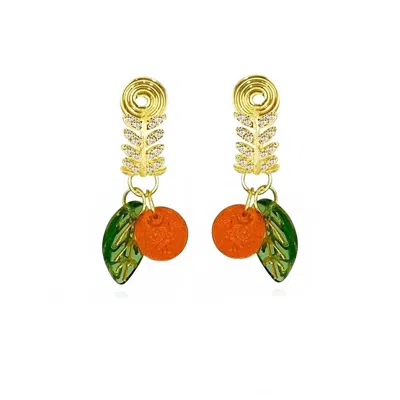 Ninemoo Women's Yellow / Orange / Gold Tangerine Clip-on Earrings In Multi