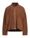 Ninette Woman Jacket Brown Size 6 Leather In Brown