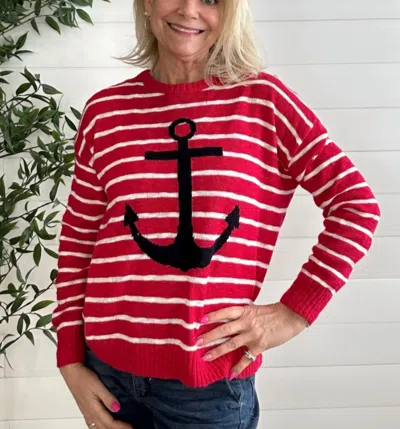 Ninety Clothing Co Anchors Away Sweater In Red/white