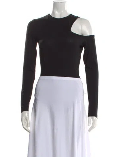 Pre-owned Ninety Percent Asymmetrical Long Sleeve Top In Black