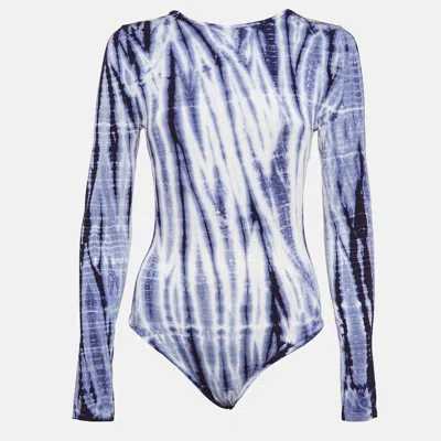 Ninety Percent Blue Tie-dye Print Tencel Bodysuit In Multi