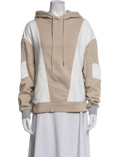 Pre-owned Ninety Percent Colorblock Pattern Crew Neck Hoodie In White