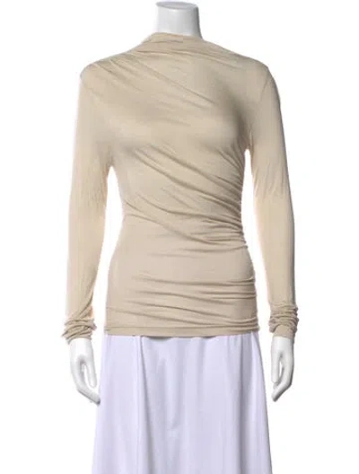 Pre-owned Ninety Percent Cowl Neck Long Sleeve Top In Neutral