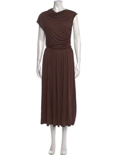 Pre-owned Ninety Percent Cowl Neck Midi Length Dress In Brown