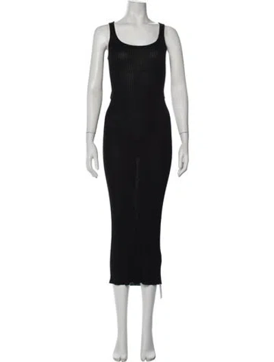 Pre-owned Ninety Percent Crew Neck Long Dress In Black