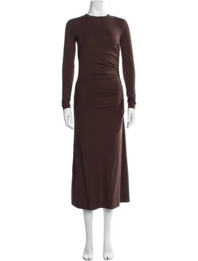 Pre-owned Ninety Percent Crew Neck Long Dress In Brown