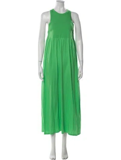 Pre-owned Ninety Percent Crew Neck Long Dress In Green