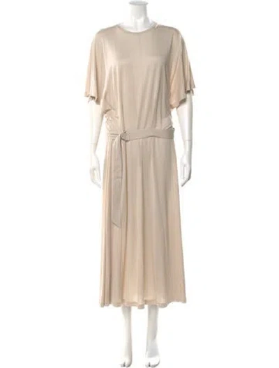 Pre-owned Ninety Percent Crew Neck Long Dress In Neutral