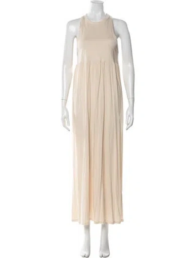 Pre-owned Ninety Percent Crew Neck Long Dress In Neutral