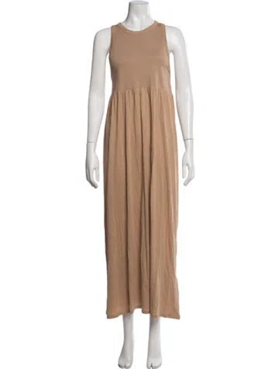 Pre-owned Ninety Percent Crew Neck Long Dress In Neutrals