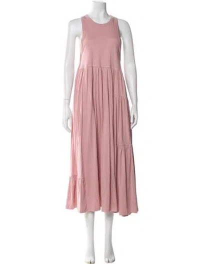 Pre-owned Ninety Percent Crew Neck Long Dress In Pink