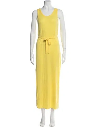 Pre-owned Ninety Percent Crew Neck Long Dress In Yellow