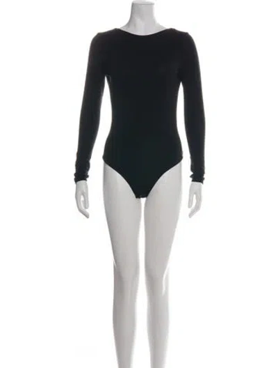 Pre-owned Ninety Percent Crew Neck Long Sleeve Bodysuit In Black