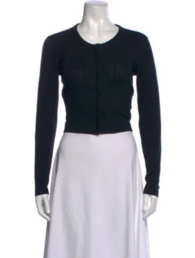 Pre-owned Ninety Percent Crew Neck Long Sleeve Button-up Top In Black