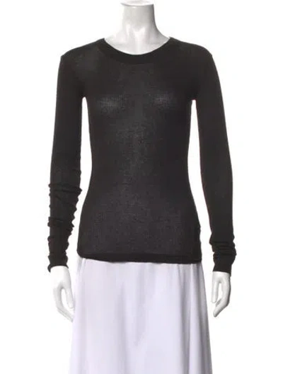 Pre-owned Ninety Percent Crew Neck Long Sleeve Top In Gray