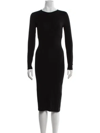 Pre-owned Ninety Percent Crew Neck Midi Length Dress In Black